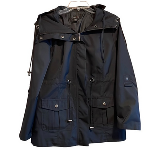 Style &‎ Co Womens Utility Jacket Water Resistant Hooded Black Size Small NWT